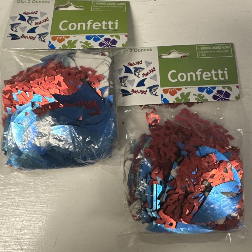 2 x 2oz Tabletop Confetti SHARKS Teeth Fins Sprinkle Birthday Party Decor